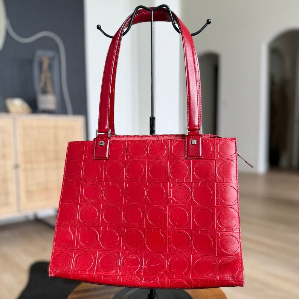 Salvatore Ferragamo Red Gancini Tote Bag